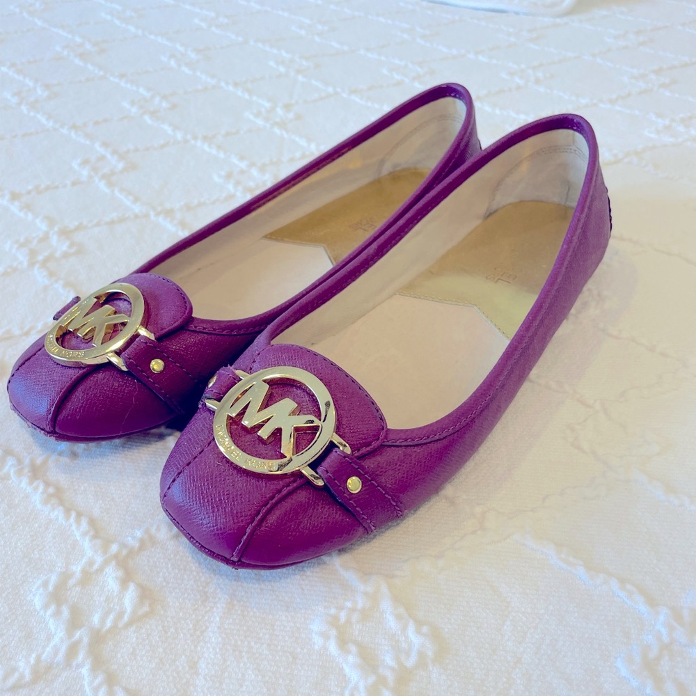 Michael Kors purple leather ballet Flats.   Like new.  Size 7.5
